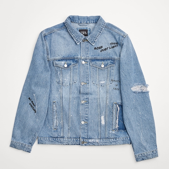 Zara Printed Critical Thinker Denim Jacket, Size S - Picture 7 of 16